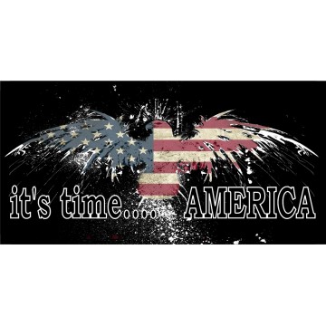 It's Time America Fireworks Eagle With United States Flag Photo License Plate