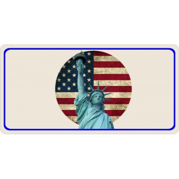 Statue Of Liberty With United States Flag Photo License Plate