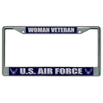 U.S. Air Force Woman Veteran Chrome License Plate Frame