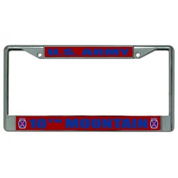 U.S. Army 10th Mountain Chrome License Plate Frame