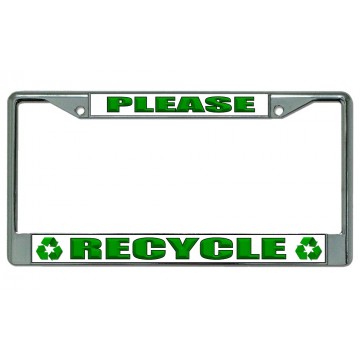 Please Recycle Chrome License Plate Frame