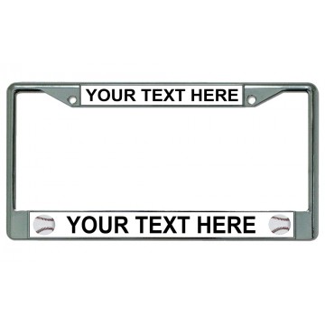 Your Text Here Baseballs Chrome License Plate Frame
