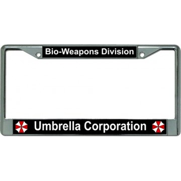 Umbrella Corporation Bio Weapons Chrome License Plate Frame