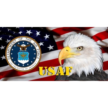 USAF Emblem, Eagle & Flag Photo License Plate