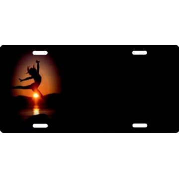 Offset Beach Ballet Dancer On Black Photo License Plate 