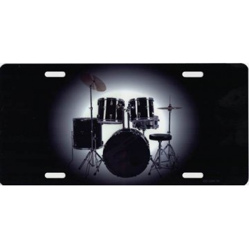 Centered Drum Set Photo License Plate