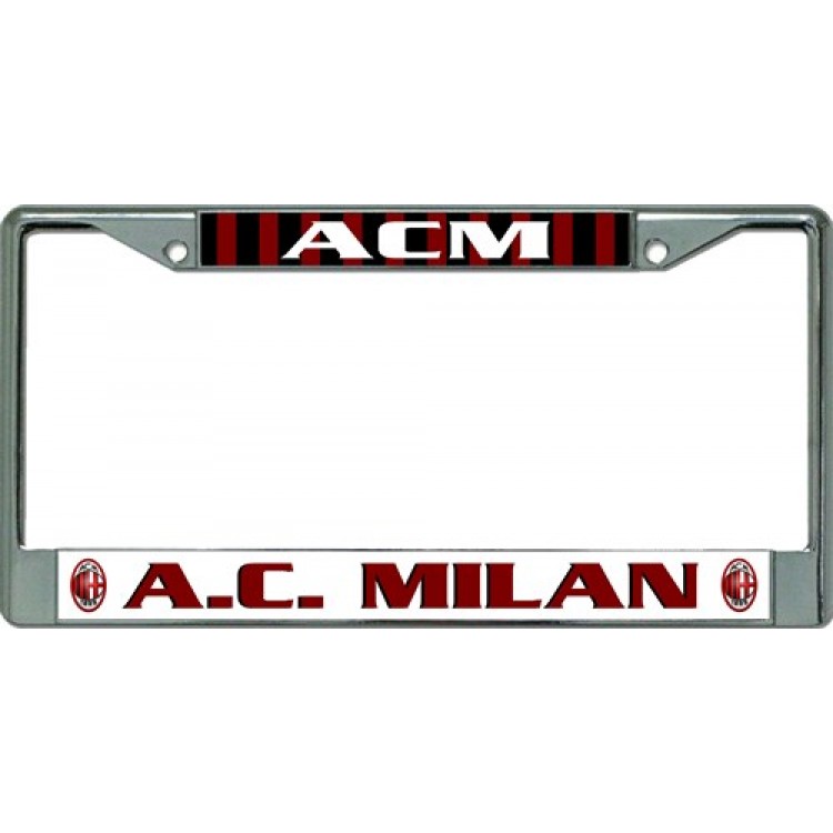 ac milan logo football club soccer chrome license plate frame usa made 