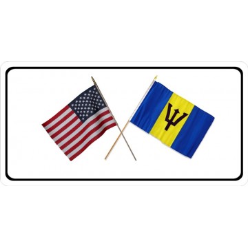 United States Barbados Crossed Flags Photo License Plate