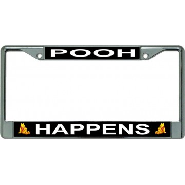 Pooh Happens Chrome License Plate Frame