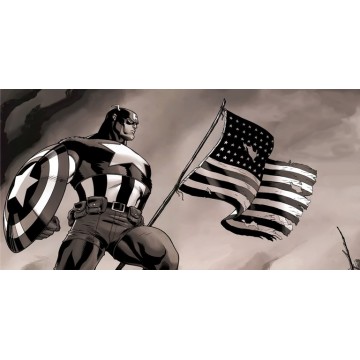 Captain America With Wavy Flag Photo License Plate