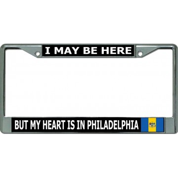 My Heart Is In Philadelphia Chrome License Plate Frame