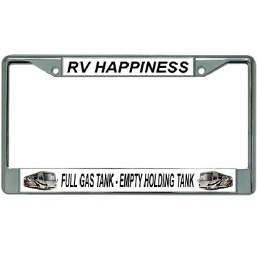 RV Happiness … Chrome License Plate Frame