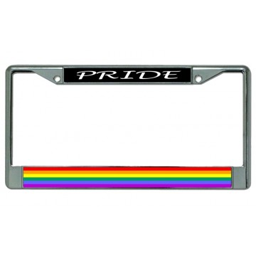 Gay Pride Chrome License Plate Frame