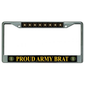 Proud Army Brat Chrome License Plate Frame