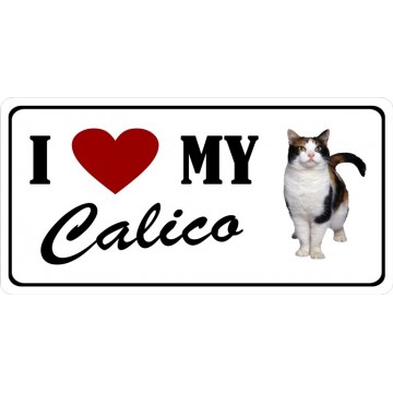 I Heart (Love) My Calico Cat Photo License Plate