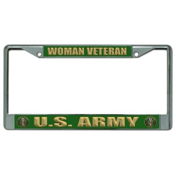 Woman Veteran U.S. Army Chrome License Plate Frame