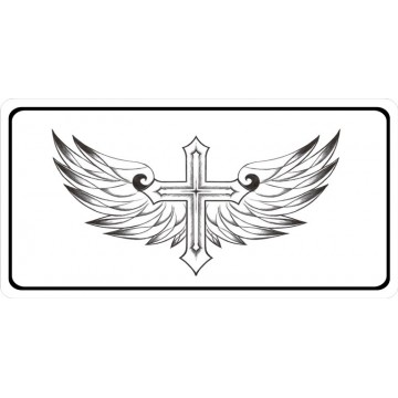 Cross With Wings Photo License Plate