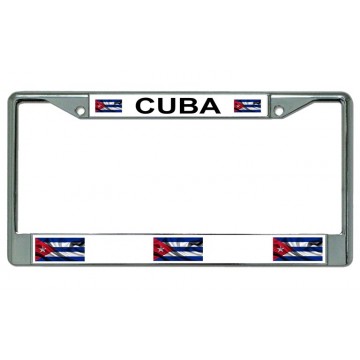 Cuba Flag Chrome License Plate Frame