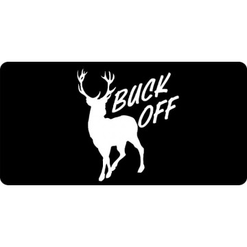 Buck Off On Black Photo License Plate 