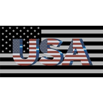 USA Flag Black And White Photo License Plate