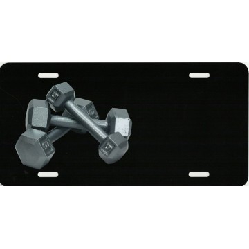 Dumbbells Offset Photo License Plate