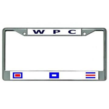 Nautical Flags Chrome License Plate Frame