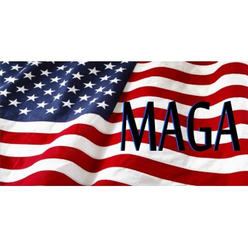 MAGA On United States Flag Photo License Plate