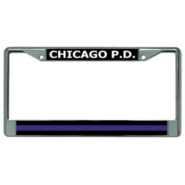 Chicago P.D. Thin Blue Line Chrome License Plate Frame