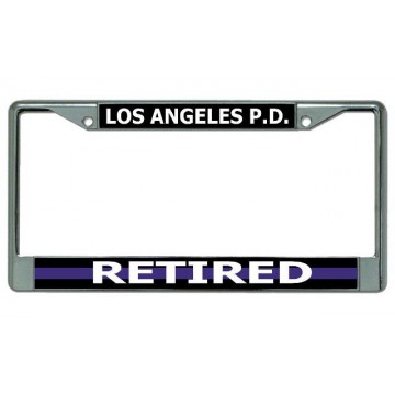 Los Angeles P.D. Thin Blue Line Retired Chrome License Plate Frame