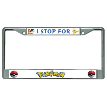 I Stop For Pok'emon Chrome License Plate Frame