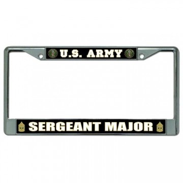 U.S. Army WW2 Sergeant Major Chrome License Plate Frame"
