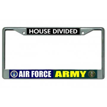 Air Force Army House Divided Chrome License Plate Frame