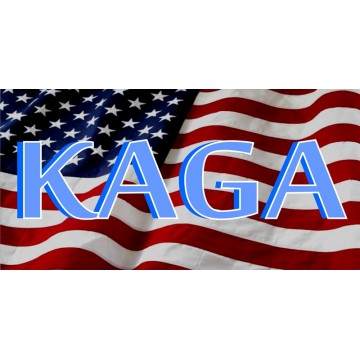 KAGA On American Flag Photo License Plate 