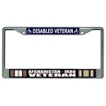 Afghanistan Iraq Disabled Veteran Chrome License Plate Frame