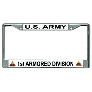 U.S. Army 1st Armored Division Chrome License Plate Frame