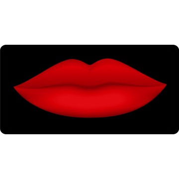 Red Lips On Black #1 Photo License Plate 