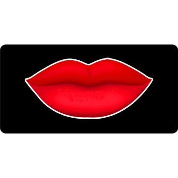 Red Lips On Black #2 Photo License Plate 