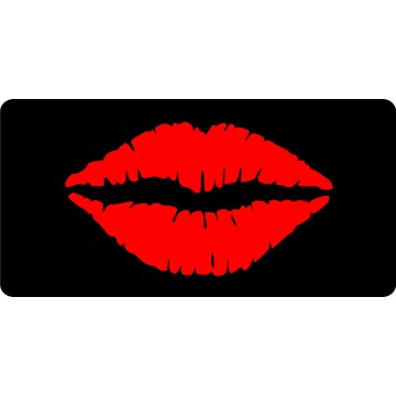 Red Lips On Black #5 Photo License Plate 