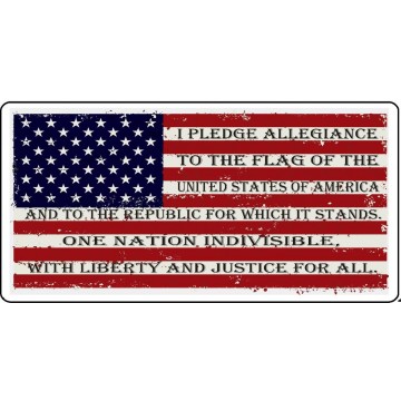 I Pledge Allegiance On American Flag Photo License Plate
