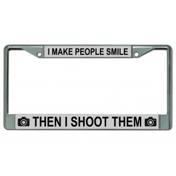 I Make People Smile Chrome License Plate Frame