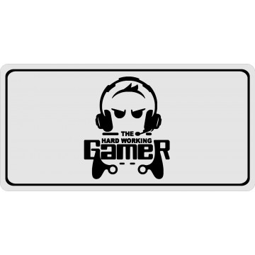 The Hard Working Gamer Photo License Plate