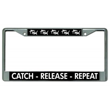 Catch Release Repeat Chrome License Plate Frame