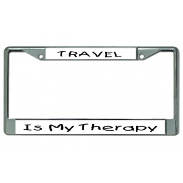 Travel Is My Therapy #2 Chrome License Plate Frame