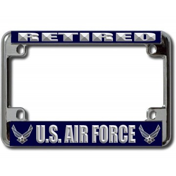 U.S. Air Force Retired  Chrome Motorcycle License Plate Frame