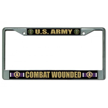 U.S. Army Combat Wounded Chrome License Plate Frame
