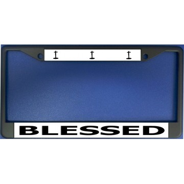 Blessed With Crosses Black License Plate Frame
