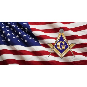 Free Mason On U.S. Flag Photo License Plate
