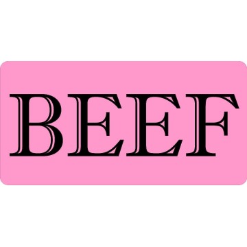 Beef On Pink Photo License Plate