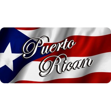Puerto Rican Script On Puerto Rico Flag Photo License Plate