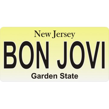 Bon Jovi New Jersey Photo License Plate